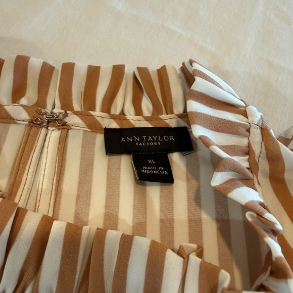 Two (2) - Ann Taylor Factory Tan and White Blouses - Picture 9 of 9